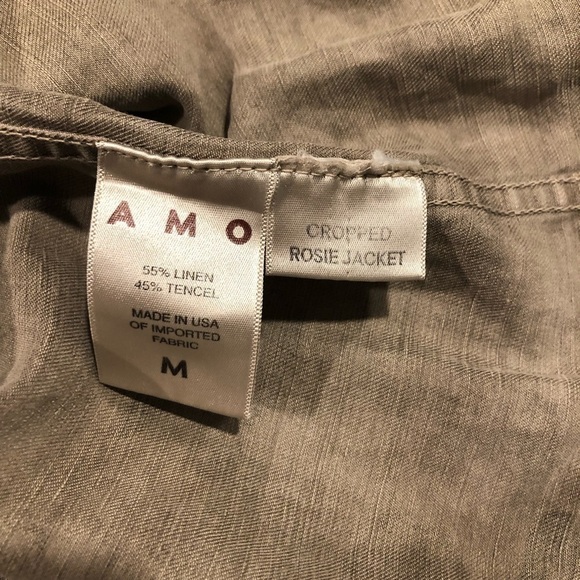 AMO Cropped Rosie Jacket Camo Peplum Linen Tencel M - Picture 8 of 13